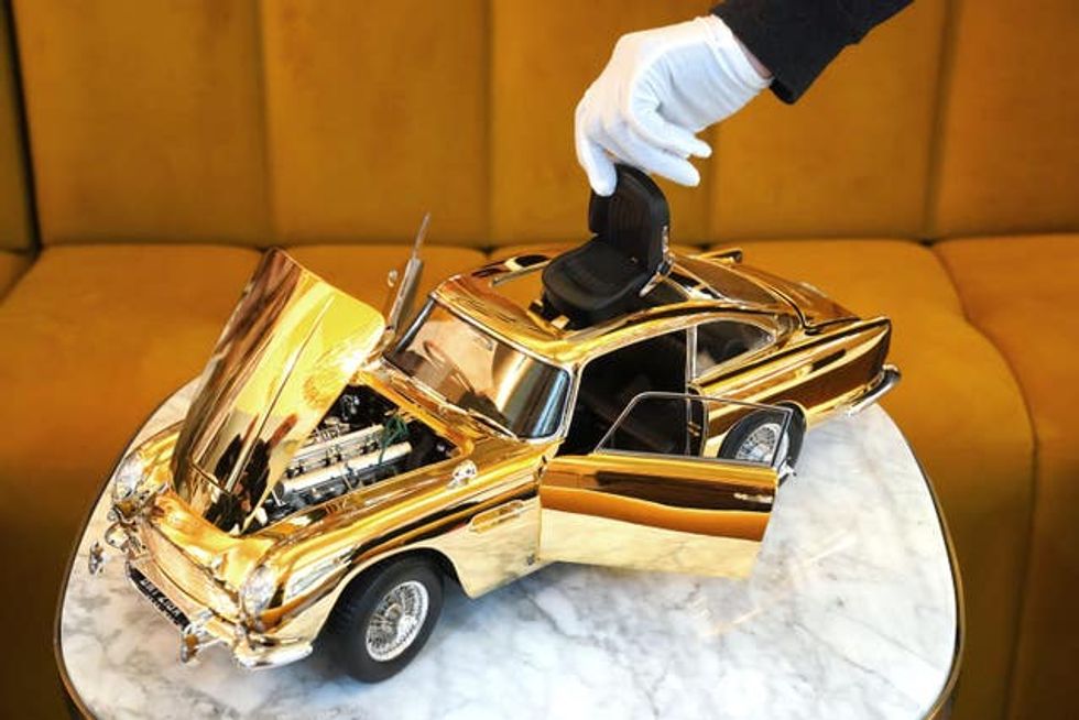 24-carat model of James Bond\u2019s Goldfinger Aston Martin DB5 with an ejector seat