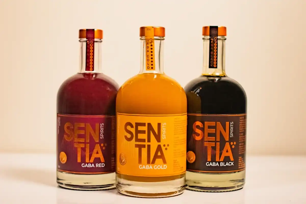 3 bottles of Sentia Spirits lined up