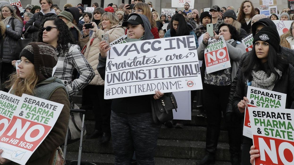 A 2019 vaccination protest in Vancouver, Washington, USA