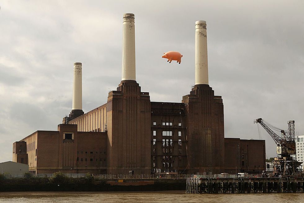 A 30-foot inflatable pig was held above Battersea Power Station in a recreation of Pink Floyd's 'Animals' album cover on September 26, 2011 in London, England. The original balloon 'Algie' went up in 1977 for the album cover, but broke free on the second day of the photo shoot.