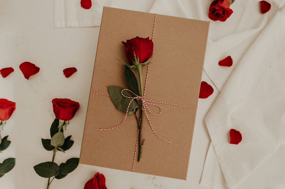 A box decorated with roses