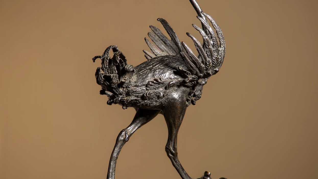 A bronze ostrich sculpture by Renaissance artist Giambologna sold at auction for £1,824,540 at Cheffins Fine Sale in Cambridge (Cheffins/PA)