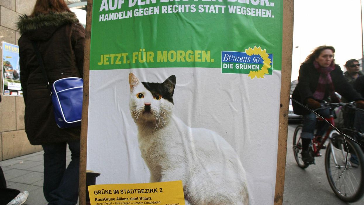 A campaign poster for Germany's Green Party for local elections on 20 February 2008.