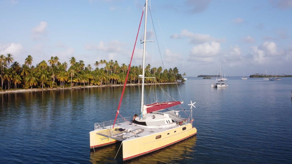 A catamaran boat