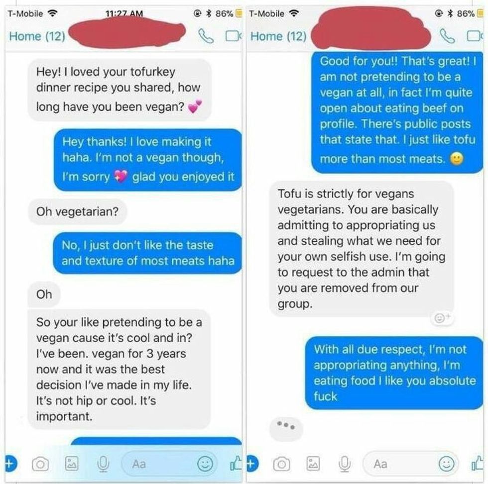 A chef being accused of \u201ccultural appropriation\u201d for cooking with tofu as a non-vegan.