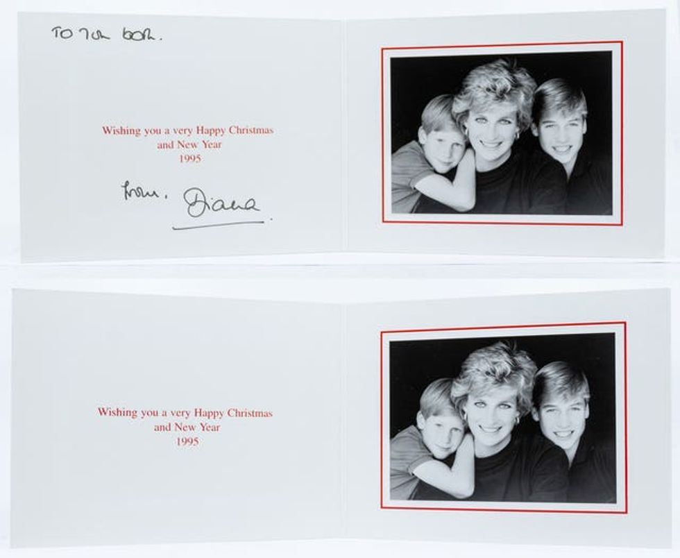 A Christmas card signed by Diana, Princess of Wales