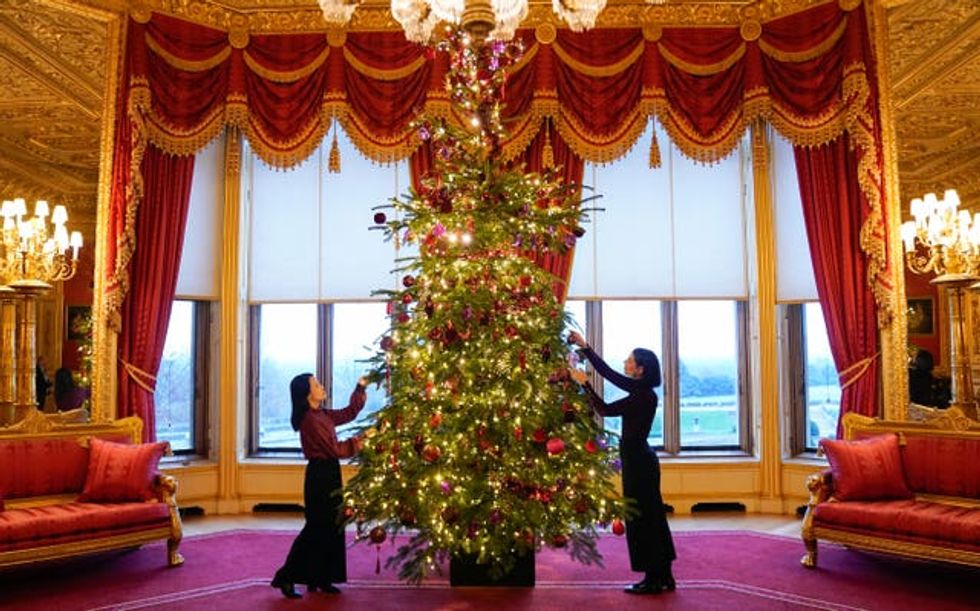 A Christmas tree in the Crimson Drawing Room