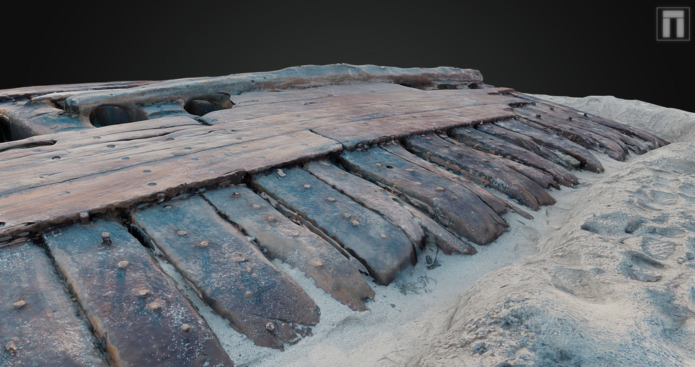 A close up of the 3D model of the Sanday Wreck