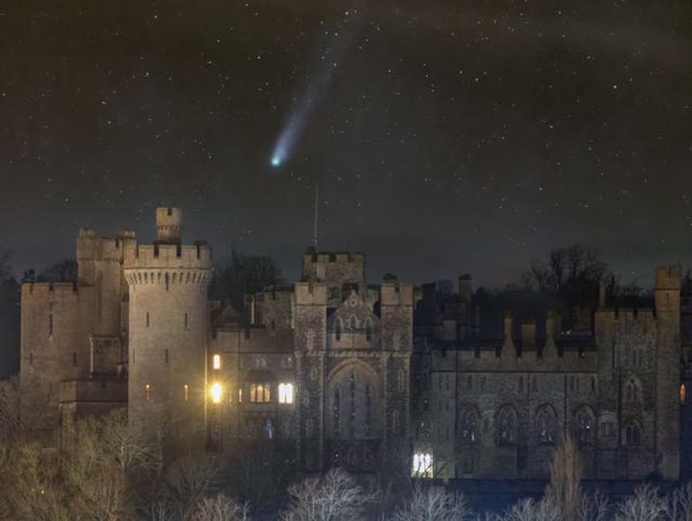 A comet falling over Arundel Castle turrets