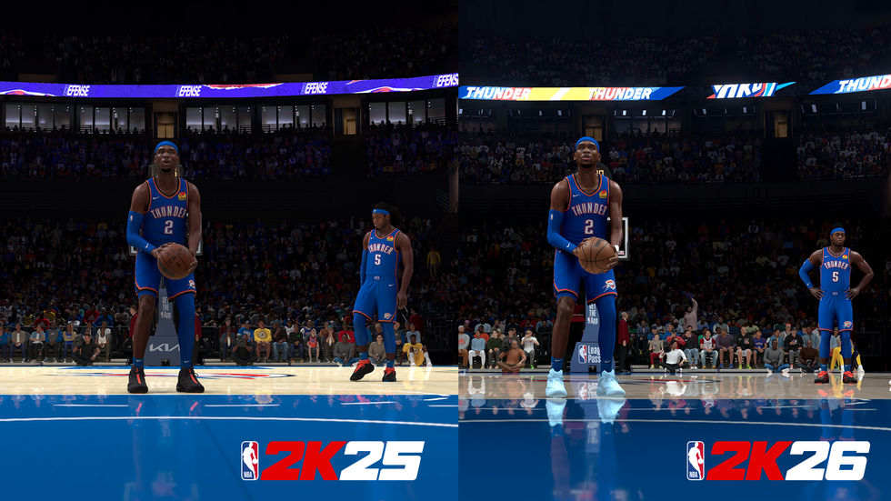 A comparison of how NBA 2K26 looks compared to NBA 2K25