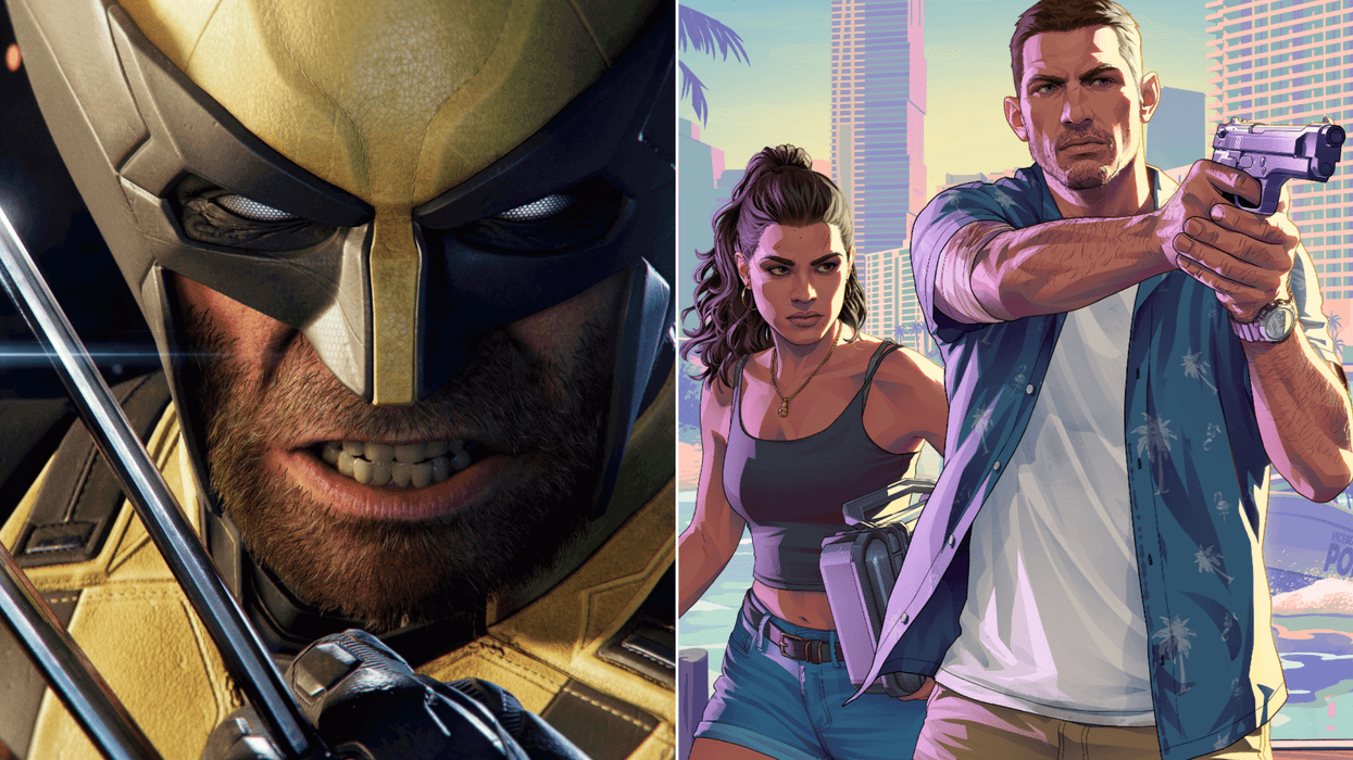 A composite image of a screenshot from Marvel's Wolverine and artwork from GTA 6