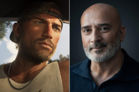 A composite image of a screenshot of Jason Duval and a portrait of Hakan Abrak, CEO of IO Interactive