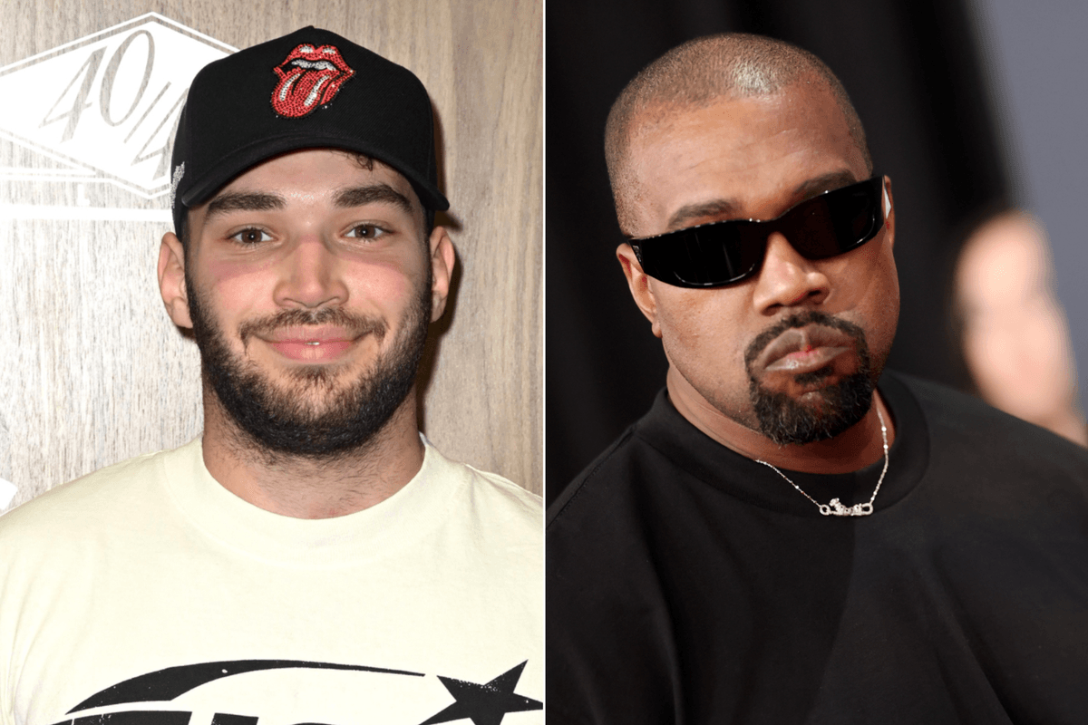 A composite image of Adin Ross and Kanye West