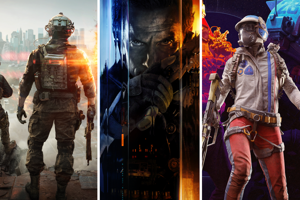 A composite image of artwork for Battlefield 6, Call of Duty Black Ops 7 and ARC Raiders