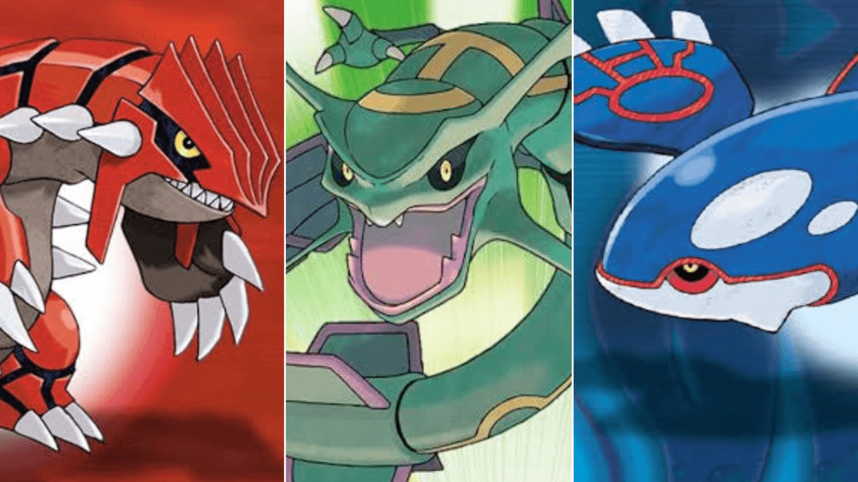 A composite image of cover art for Pokemon Ruby, Emerald and Sapphire