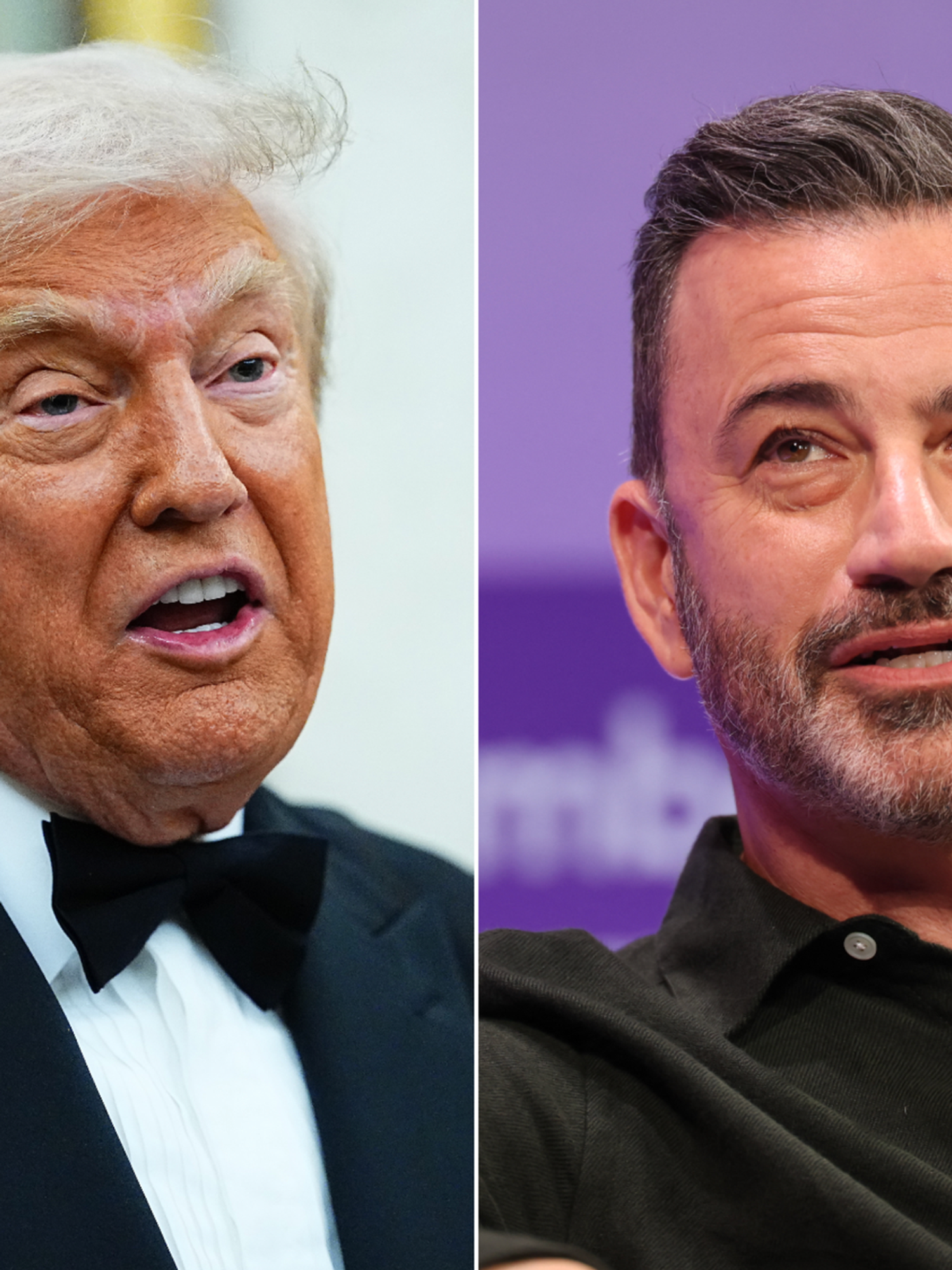 A composite image of Donald Trump and Jimmy Kimmel