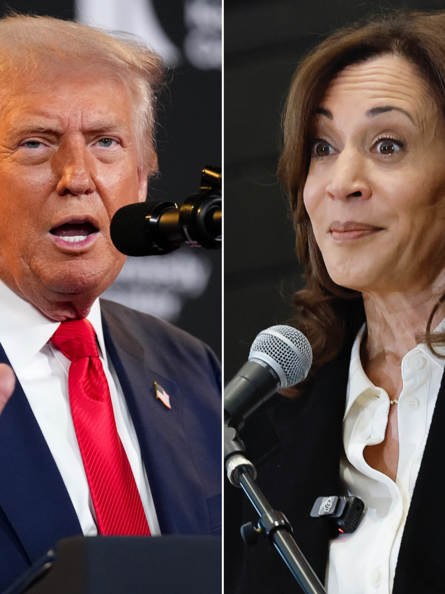 A composite image of Donald Trump and Kamala Harris
