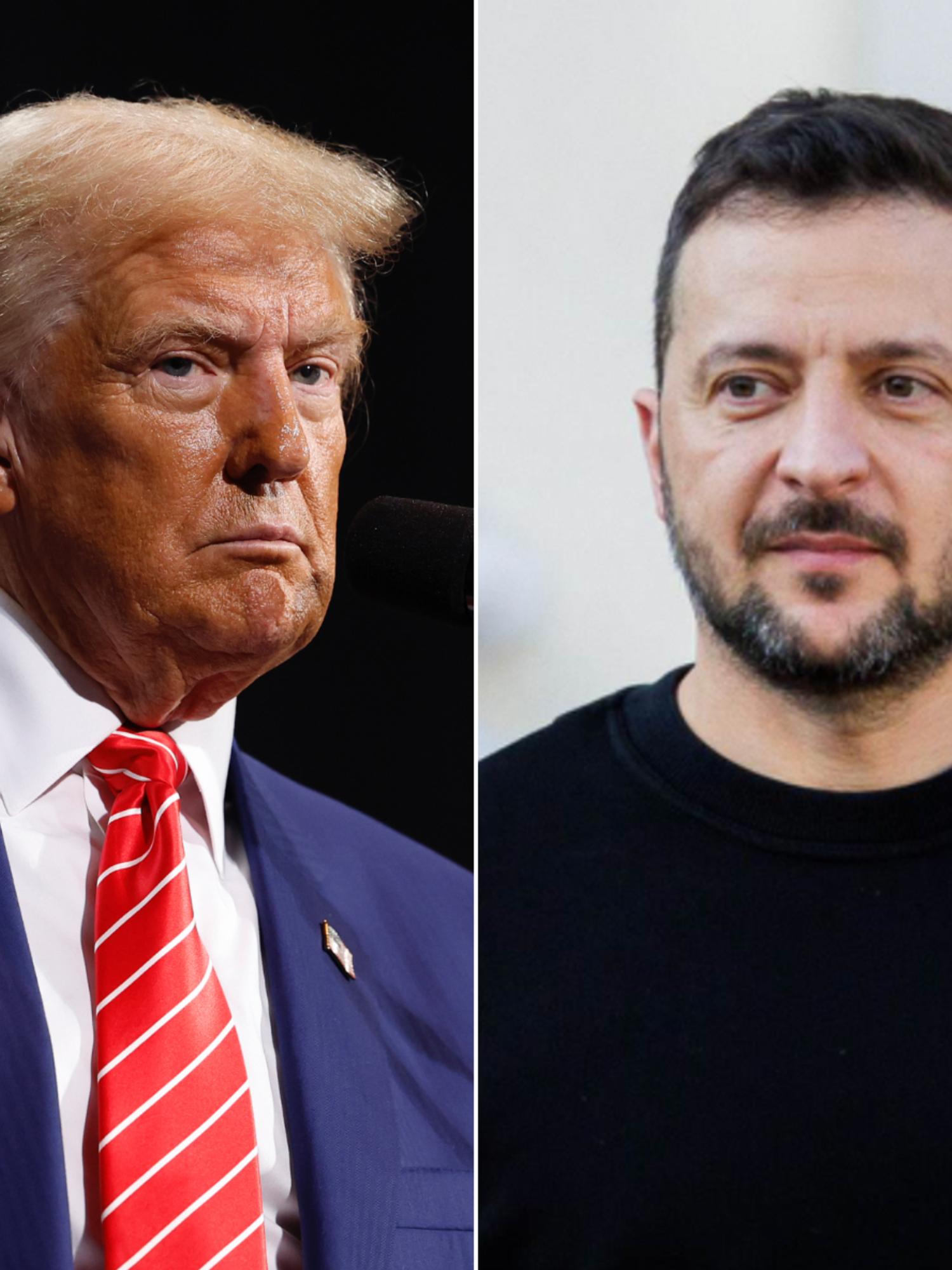 A composite image of Donald Trump and Volodymyr Zelensky