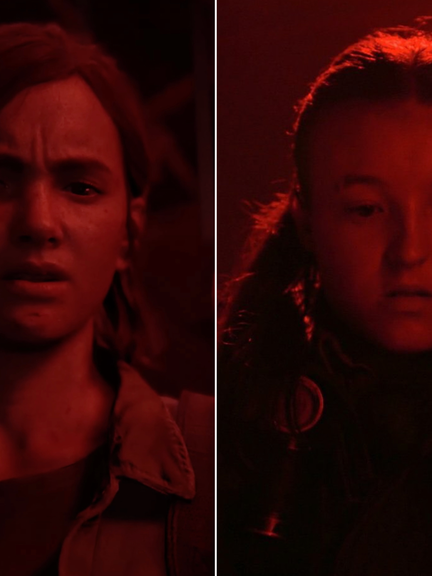 A composite image of Ellie in The Last of Us HBO series and The Last of Us Part II