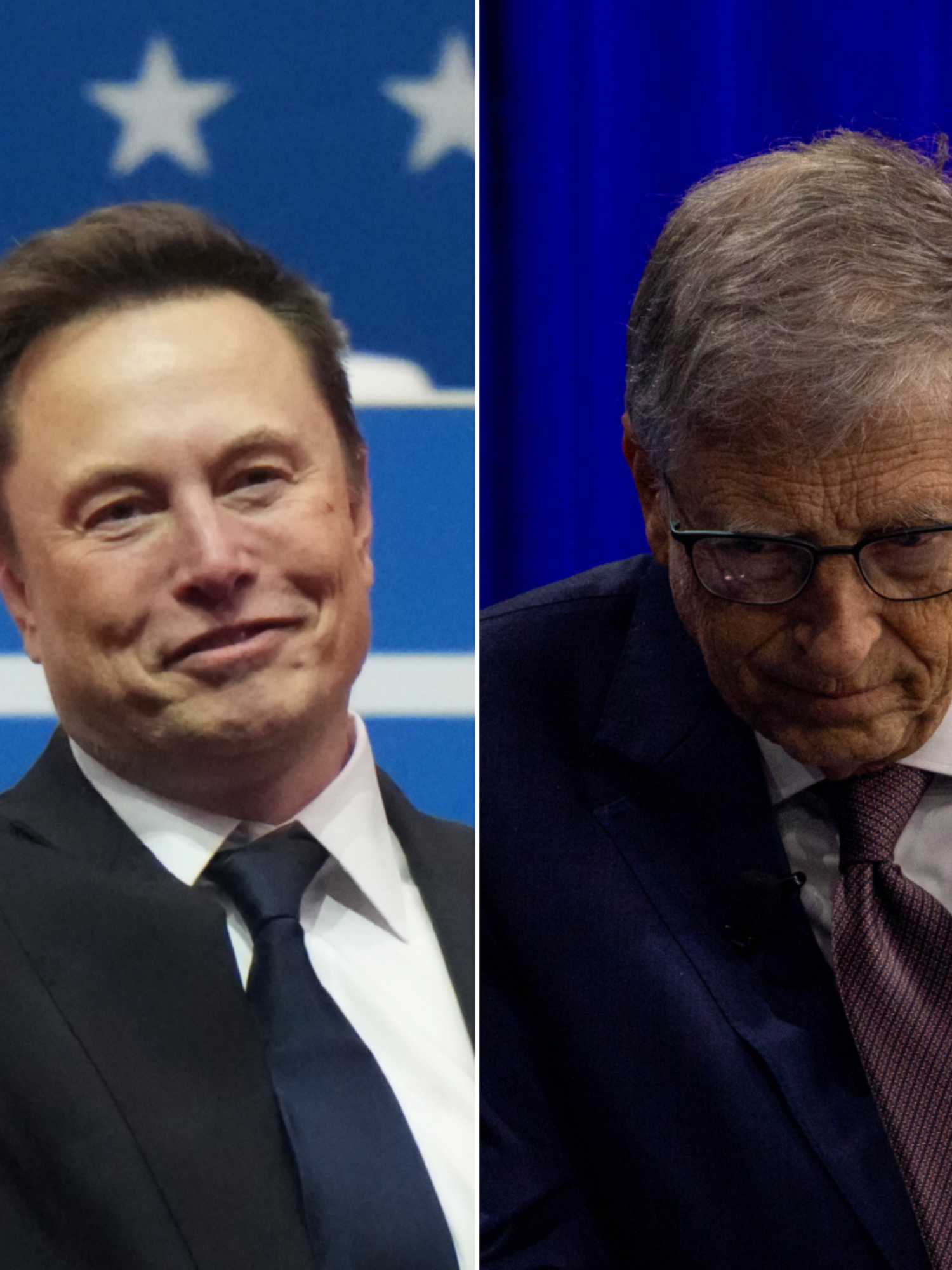 A composite image of Elon Musk and Bill Gates