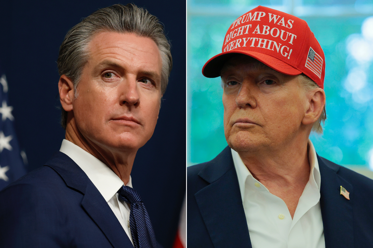 A composite image of Gavin Newsom and Donald Trump