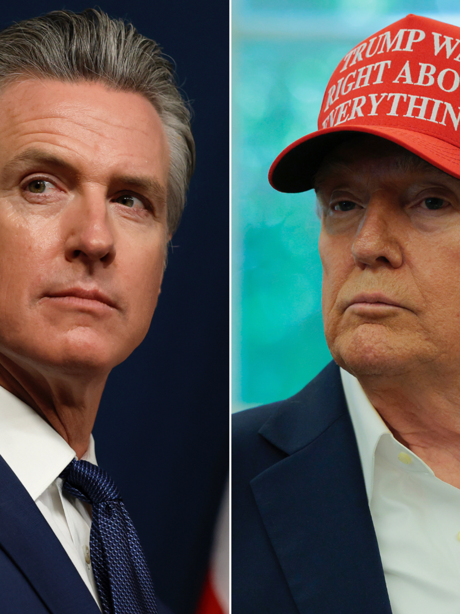 A composite image of Gavin Newsom and Donald Trump