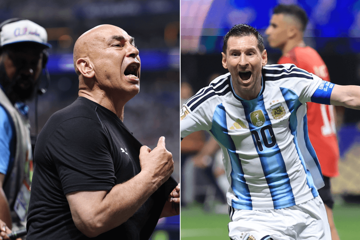 A composite image of Hossam Hassan and Lionel Messi