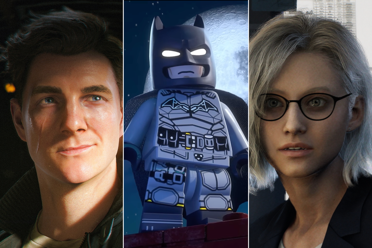 A composite image of James Bond from 007 First Light, Batman from LEGO Batman Legacy of the Dark Knight and Grace Ashcroft from Resident Evil Requiem