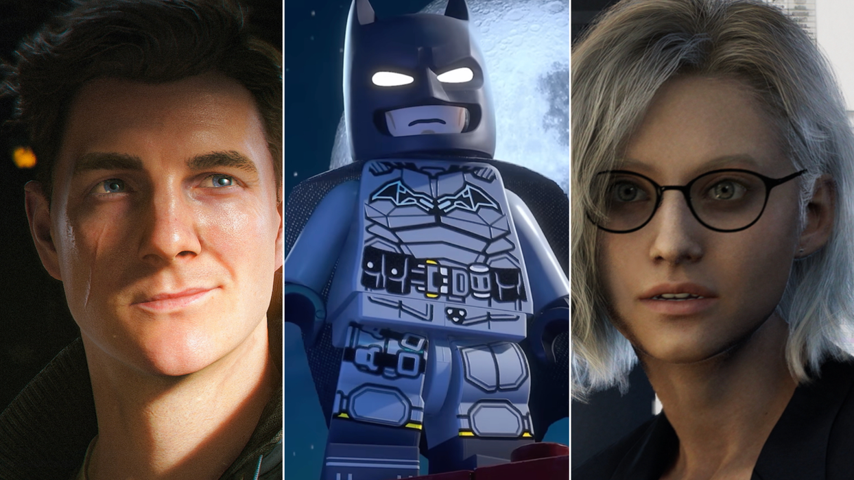 A composite image of James Bond from 007 First Light, Batman from LEGO Batman Legacy of the Dark Knight and Grace Ashcroft from Resident Evil Requiem