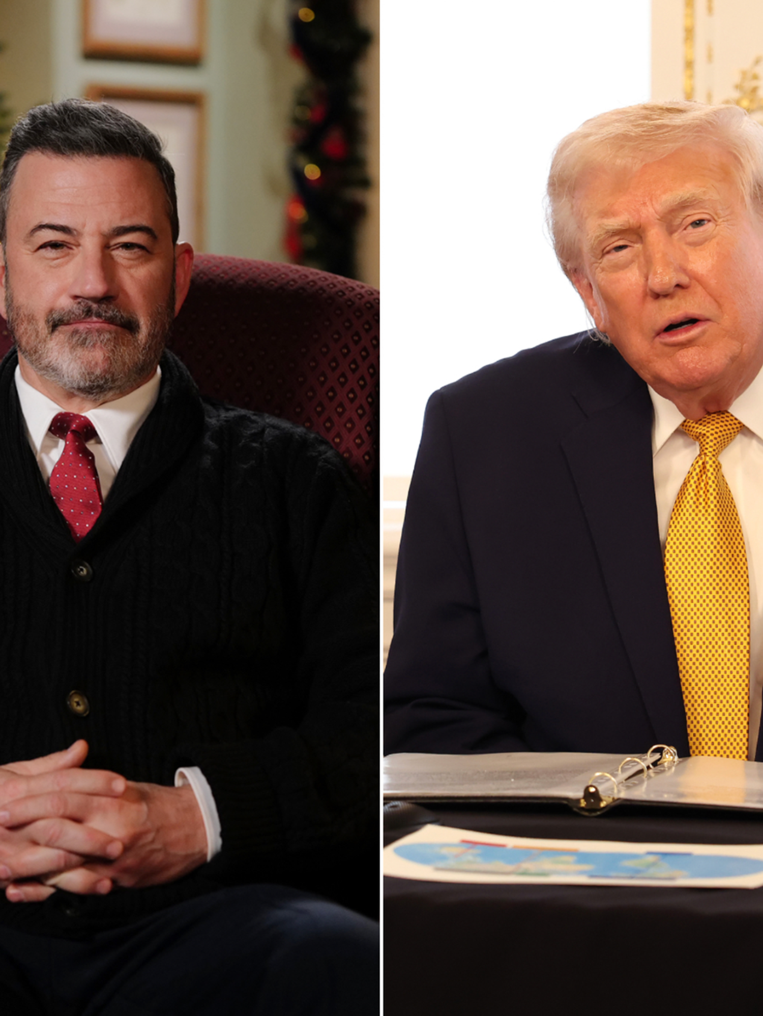 A composite image of Jimmy Kimmel and Donald Trump
