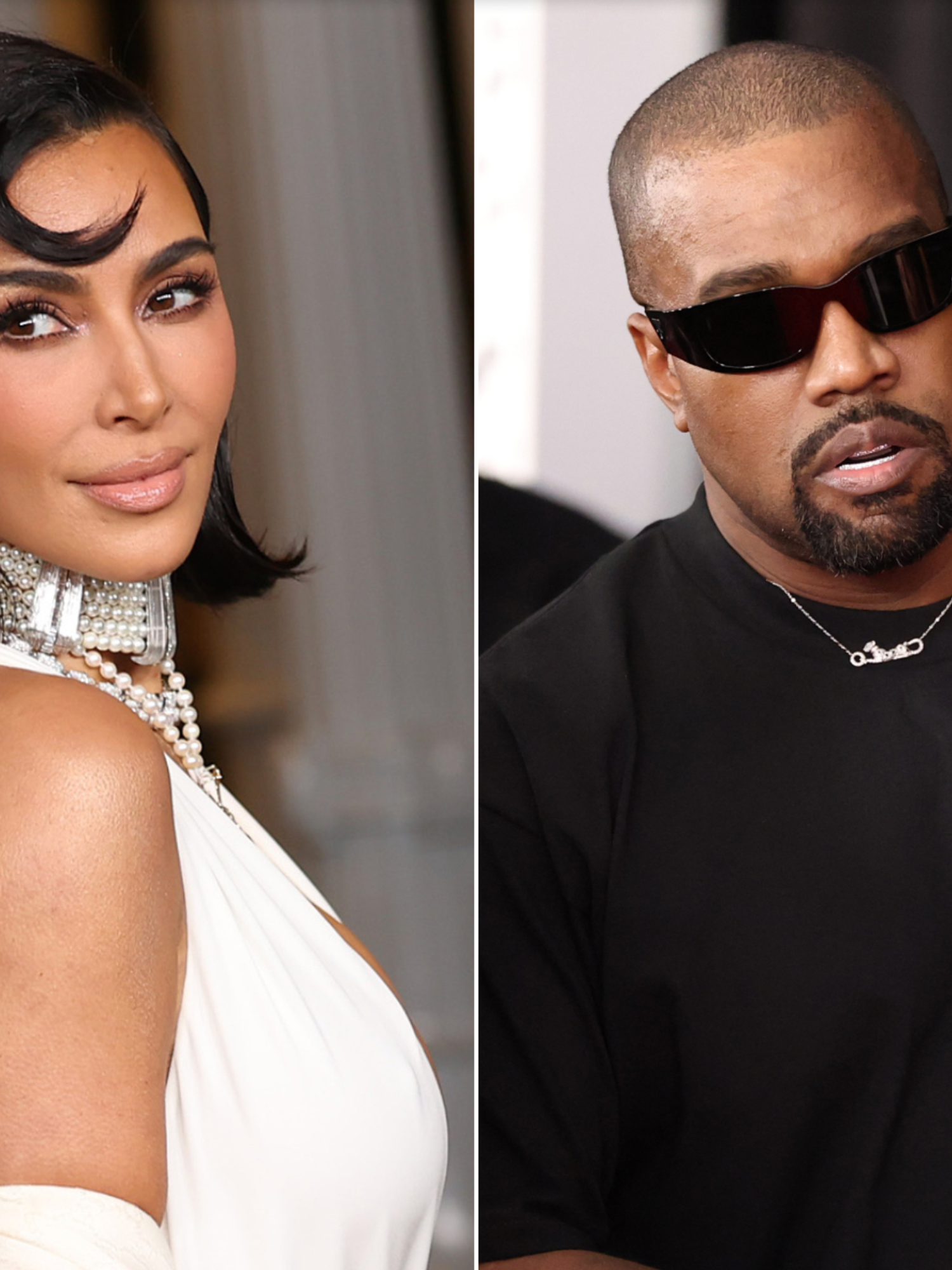 A composite image of Kim Kardashian and Kanye 'Ye' West