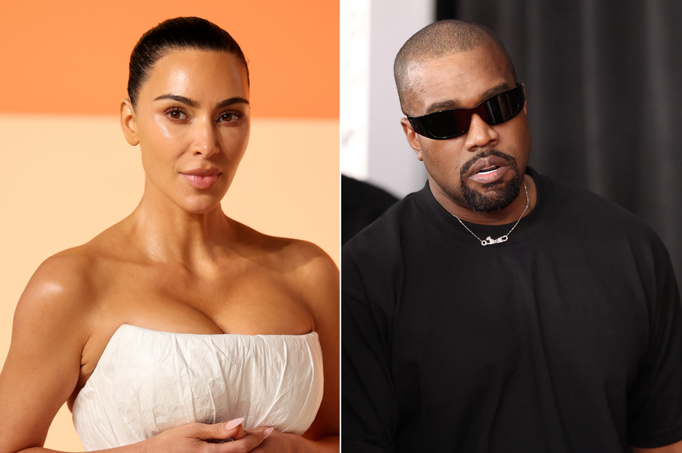 A composite image of Kim Kardashian and Ye, formerly known as Kanye West