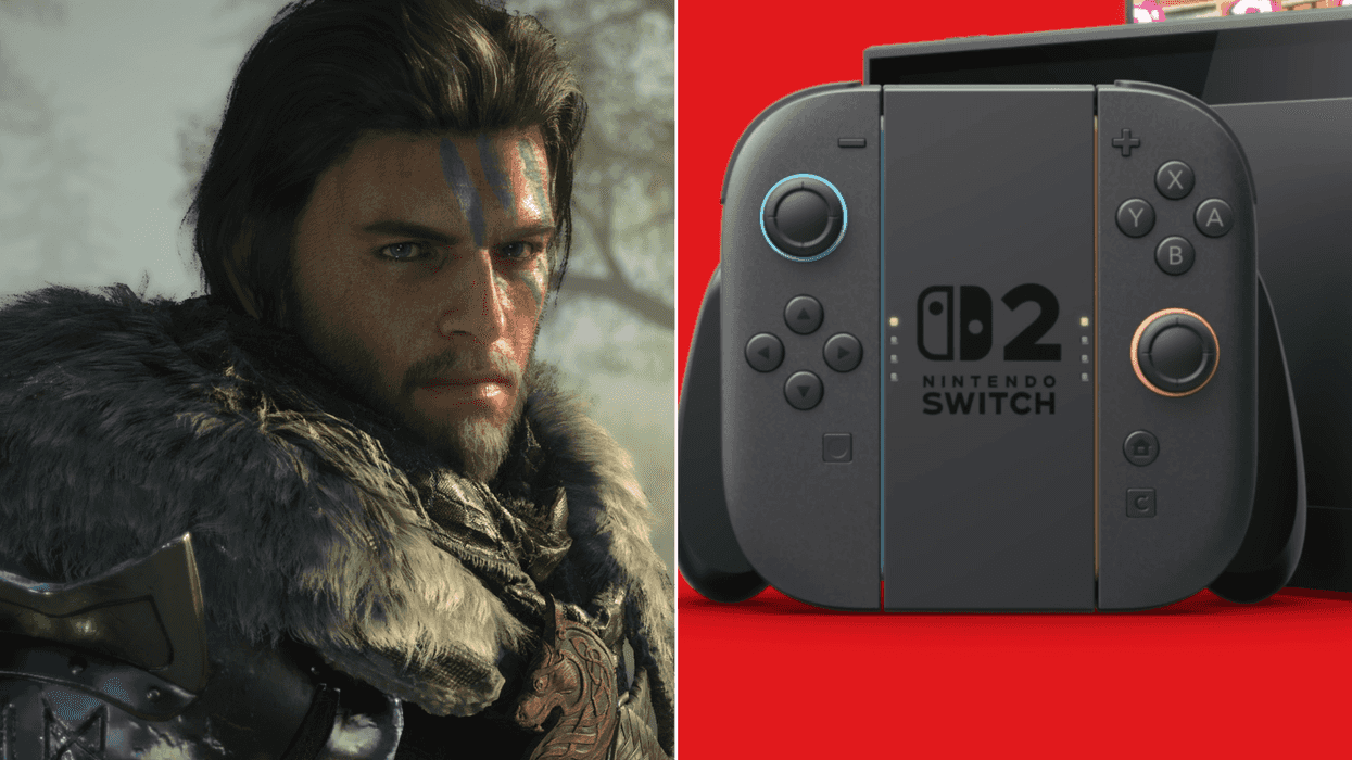 A composite image of Kliff from Crimson Desert and a screenshot of the Nintendo Switch 2 from the overview trailer
