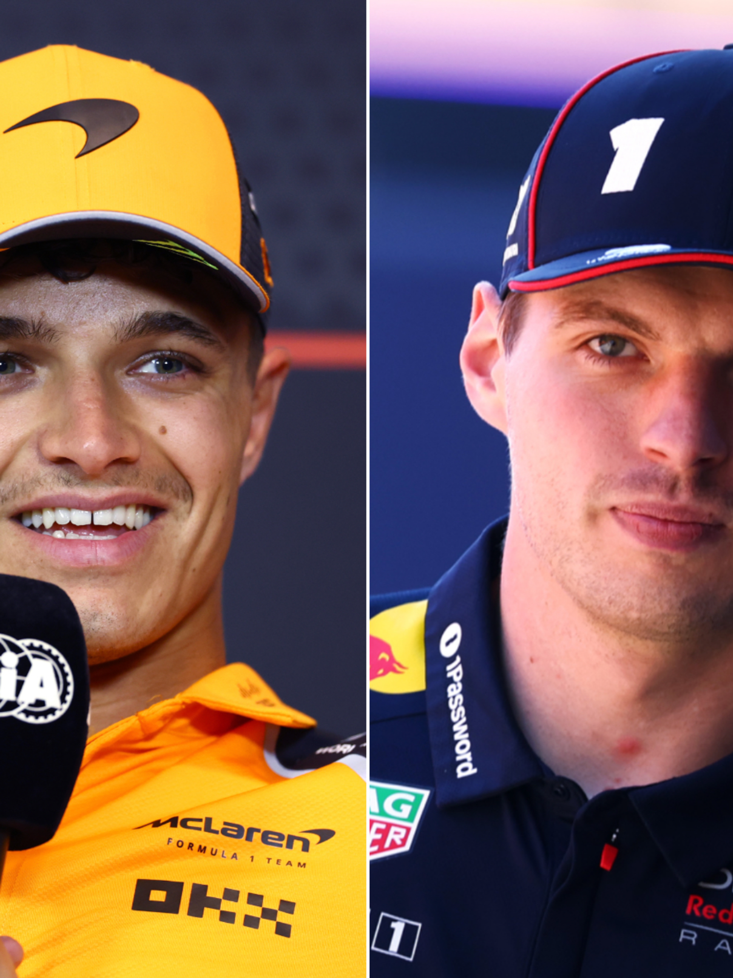 A composite image of Lando Norris and Max Verstappen