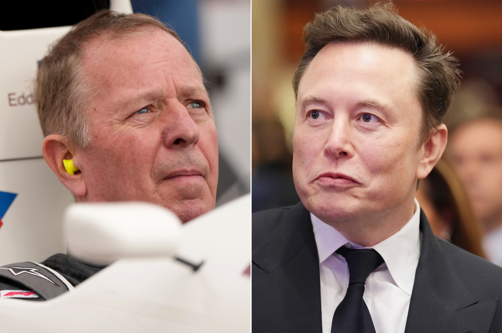 A composite image of Martin Brundle and Elon Musk