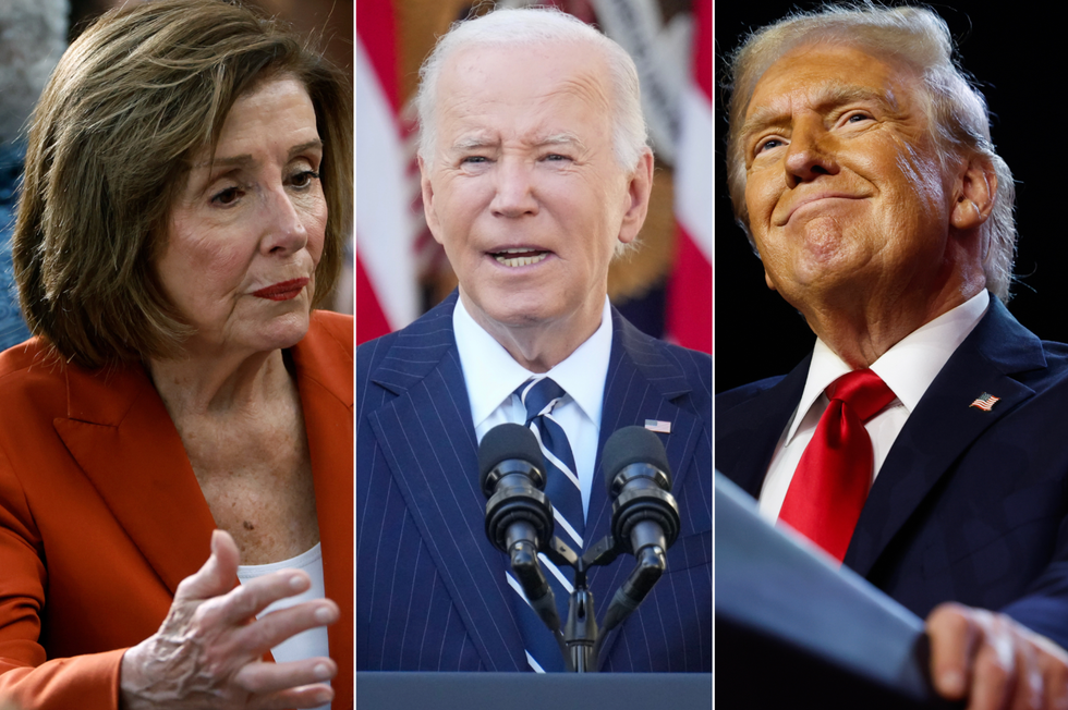 A composite image of Nancy Pelosi, Joe Biden and Donald Trump