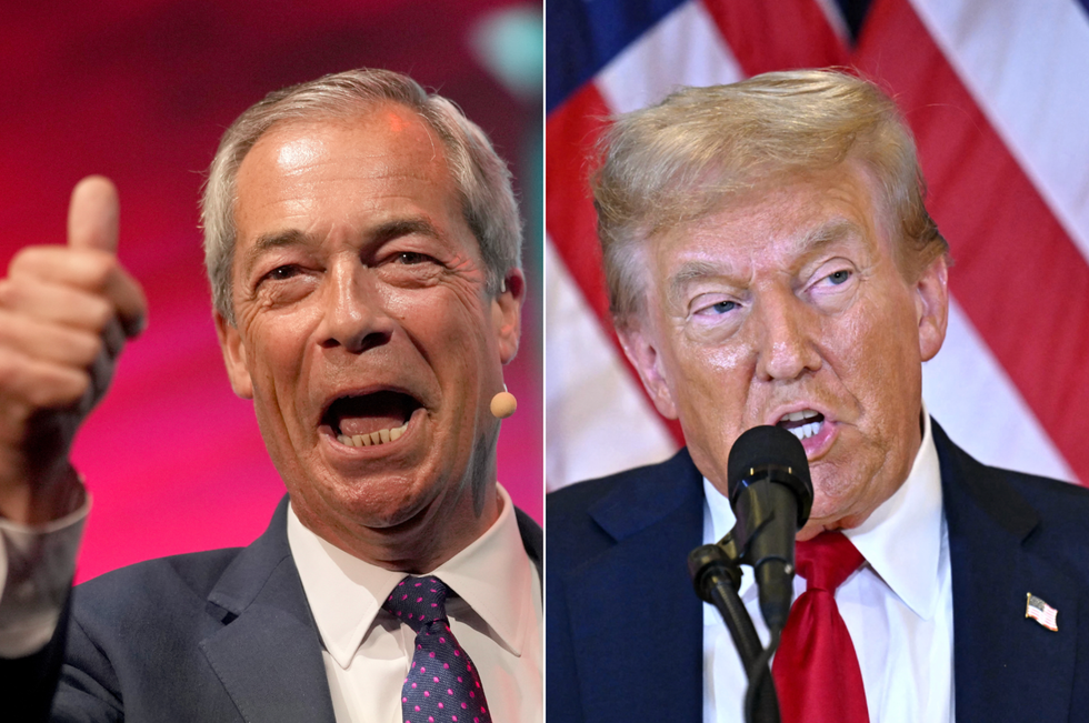 A composite image of Nigel Farage and Donald Trump