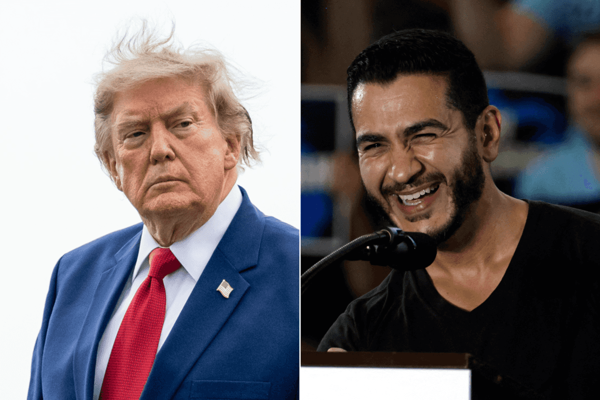 A composite image of photos of Donald Trump and Abdul El-Sayed