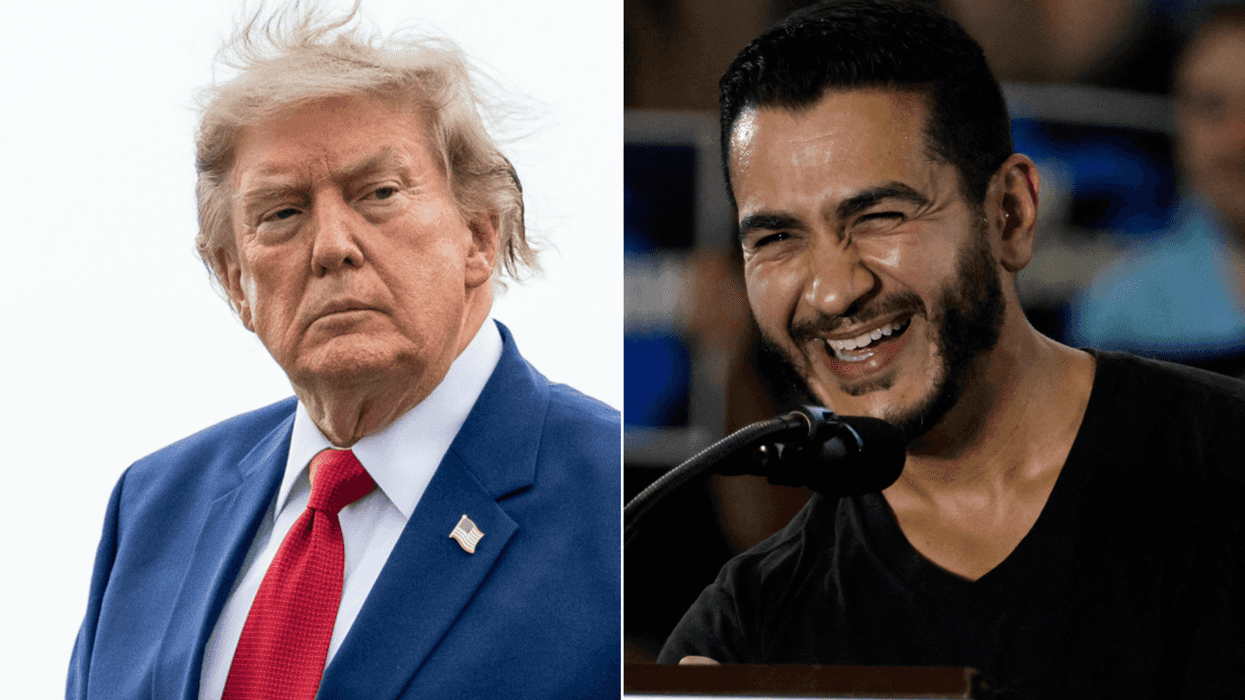 A composite image of photos of Donald Trump and Abdul El-Sayed