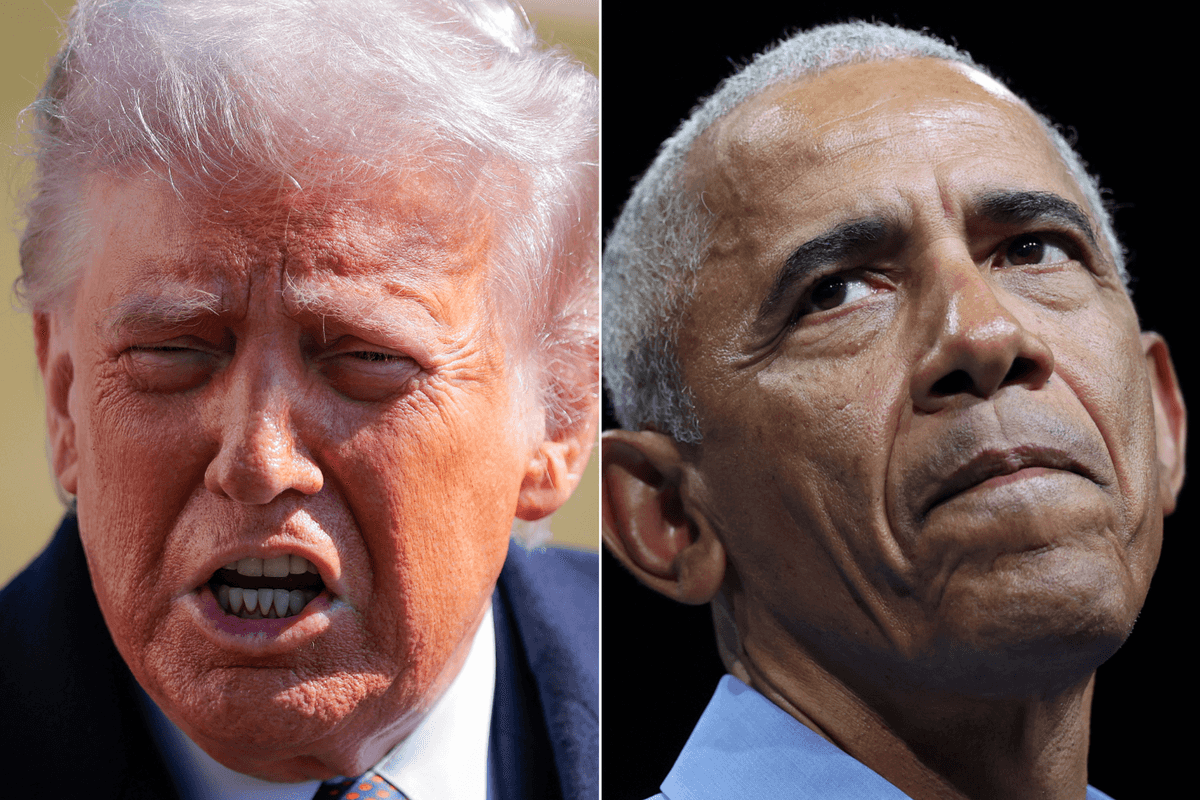 A composite image of photos of Donald Trump and Barack Obama
