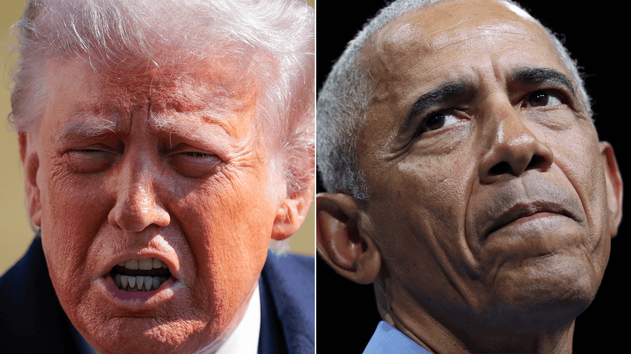 A composite image of photos of Donald Trump and Barack Obama