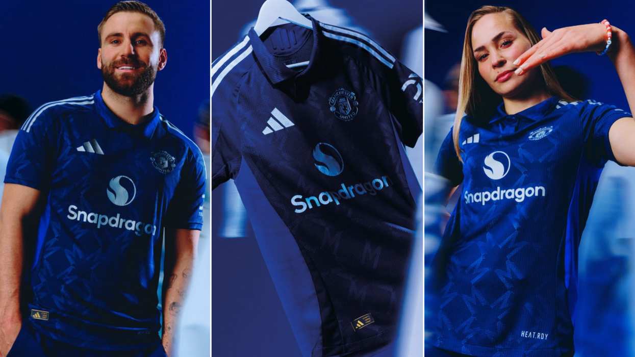 A composite image of pictures Adidas have released of Manchester United's away kit launch