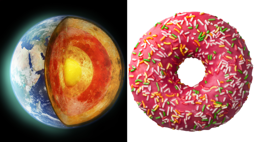 A composite image of Planet Earth and a doughnut