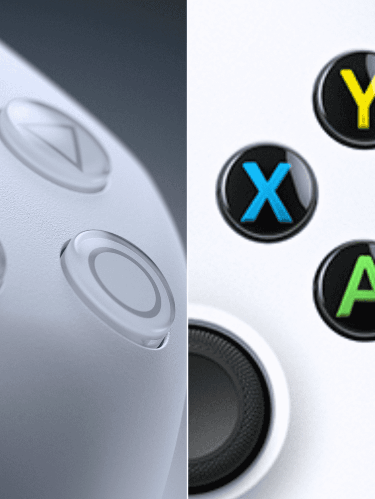 A composite image of PlayStation DualSense and Xbox controllers