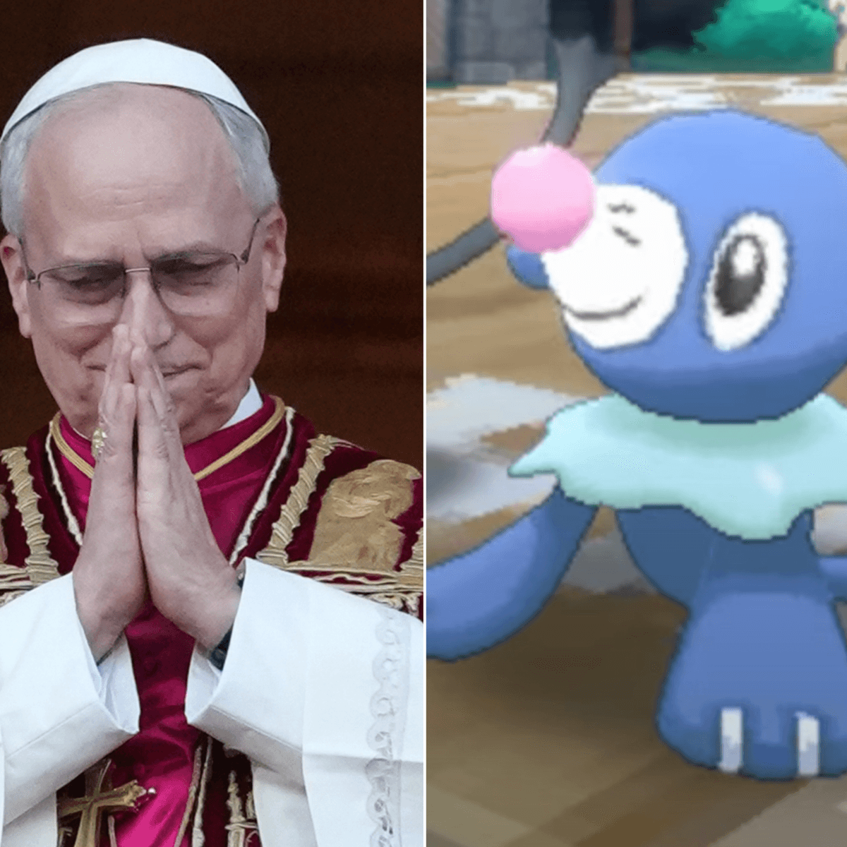 pope leo pokemon card XIV Signs Rare Popplio Pokmon Pope Leo signs man's Popplio