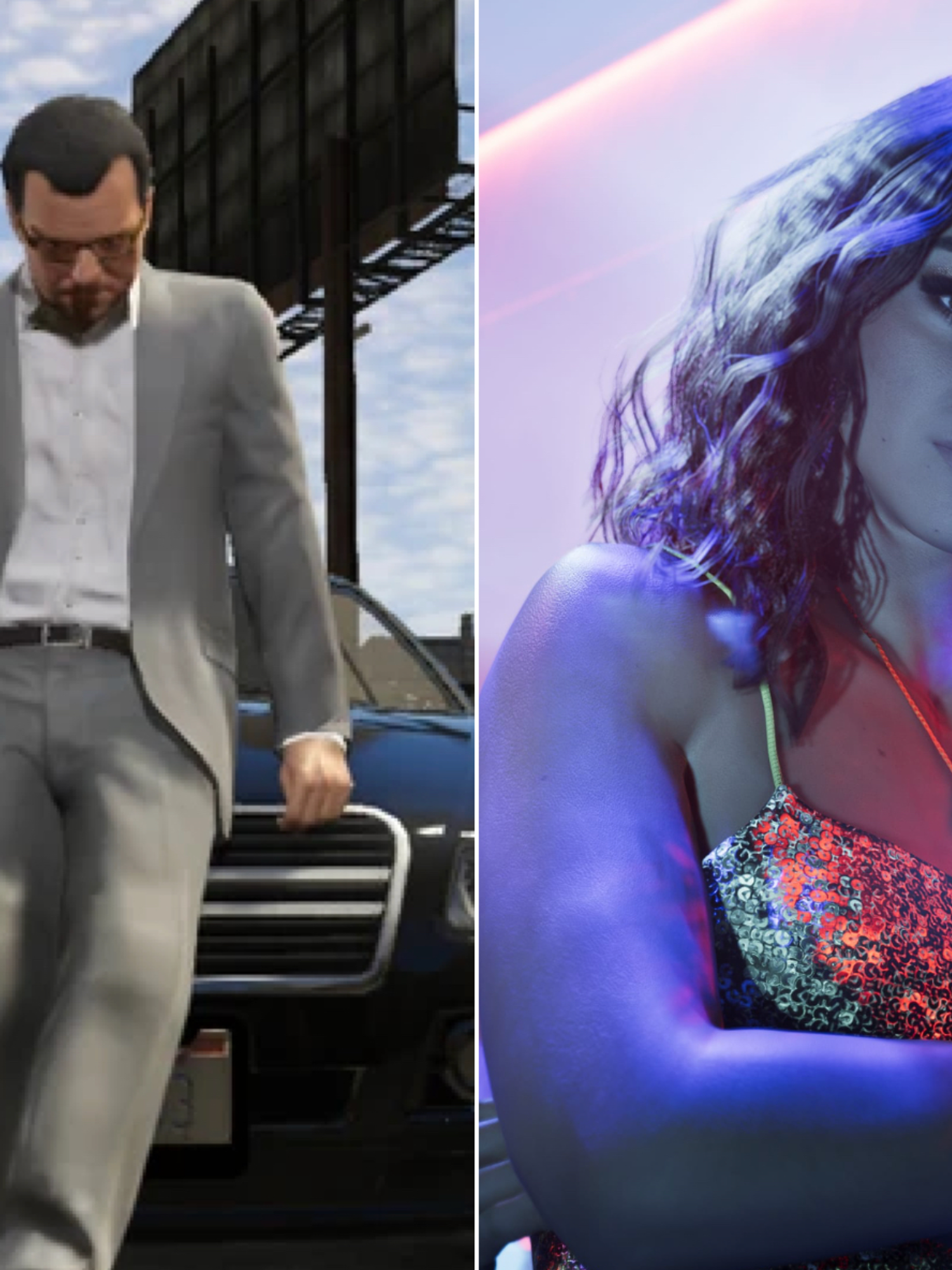 A composite image of screenshots from GTA 5 and GTA 6