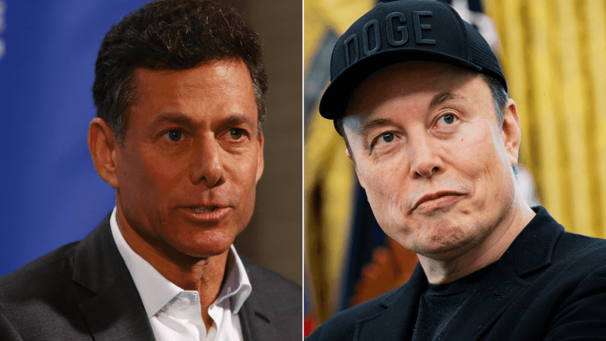 A composite image of Strauss Zelnick and Elon Musk
