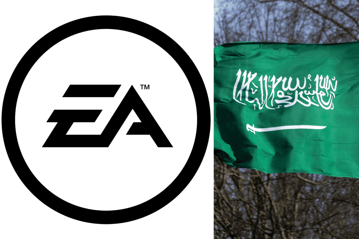 A composite image of the EA logo and the Saudi Arabian flag