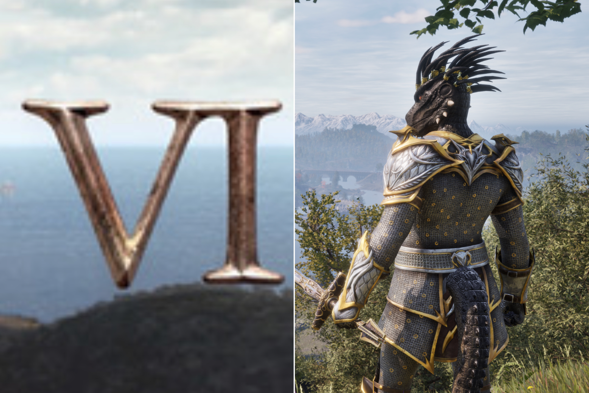 A composite image of The Elder Scrolls 6 logo and an official screenshot from The Elder Scrolls 4 Oblivion Remastered