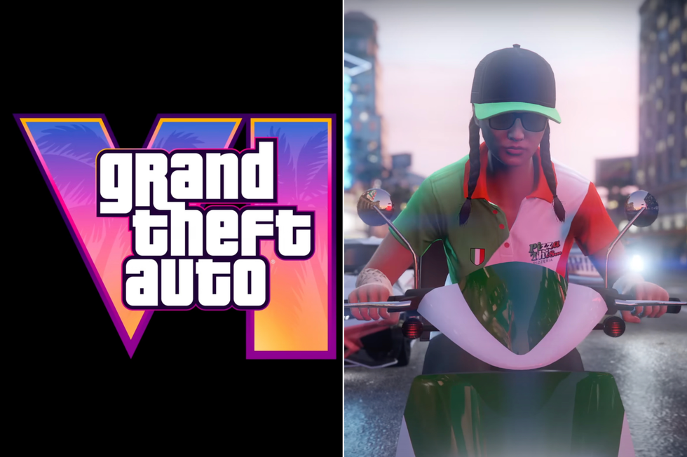 A composite image of the GTA 6 logo and a screenshot from an update trailer for GTA Online